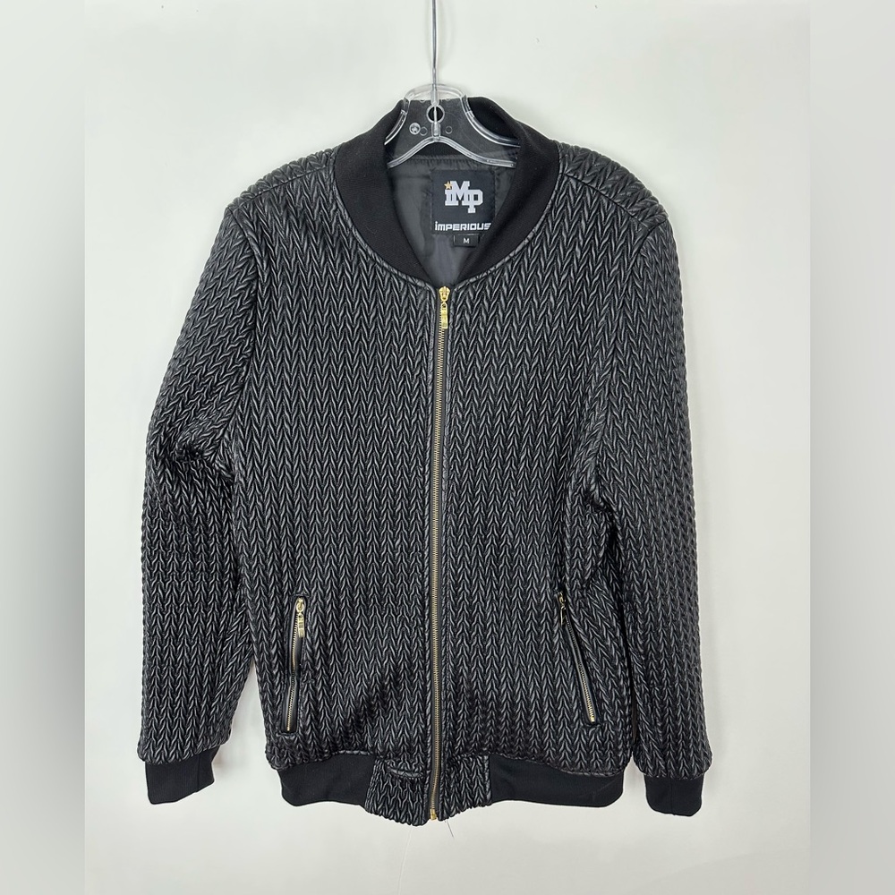 Imperious Black Jacket with Gold Zipper